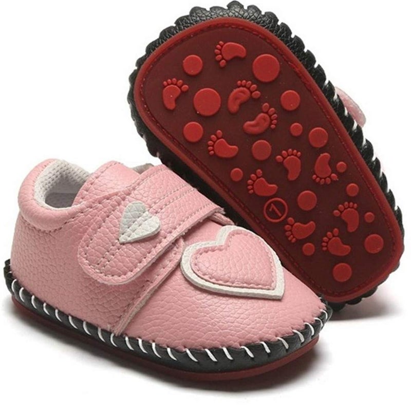 HsdsBebe Baby Boys Girls Pu Leather Hard Bottom Walking Sneakers Toddler Rubber Sole First Walkers Infant Cartoon Slippers Crib Shoes(12-18 Months) - Image 1